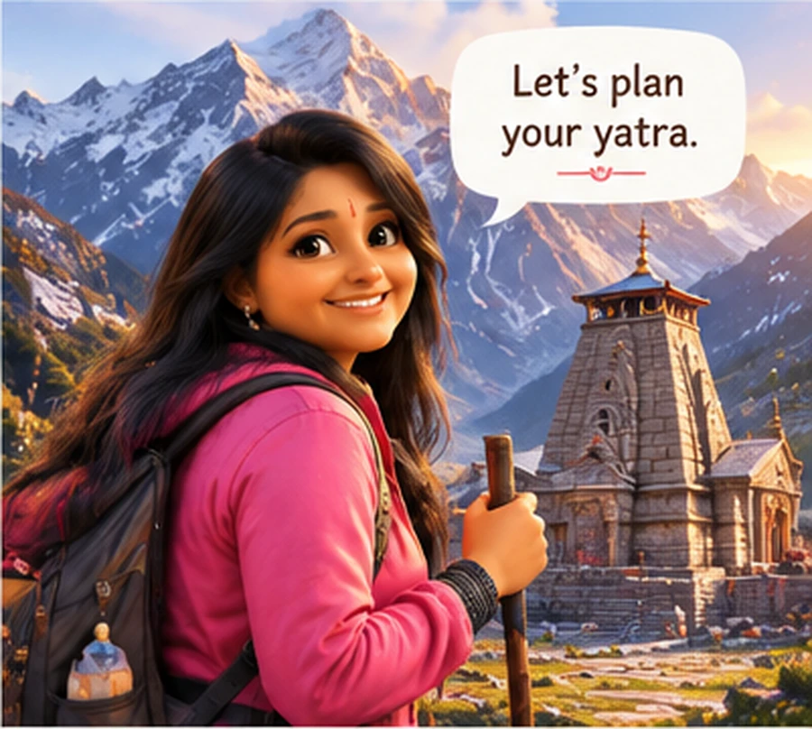 Gurumaa with a travel backpack, ready for yatra